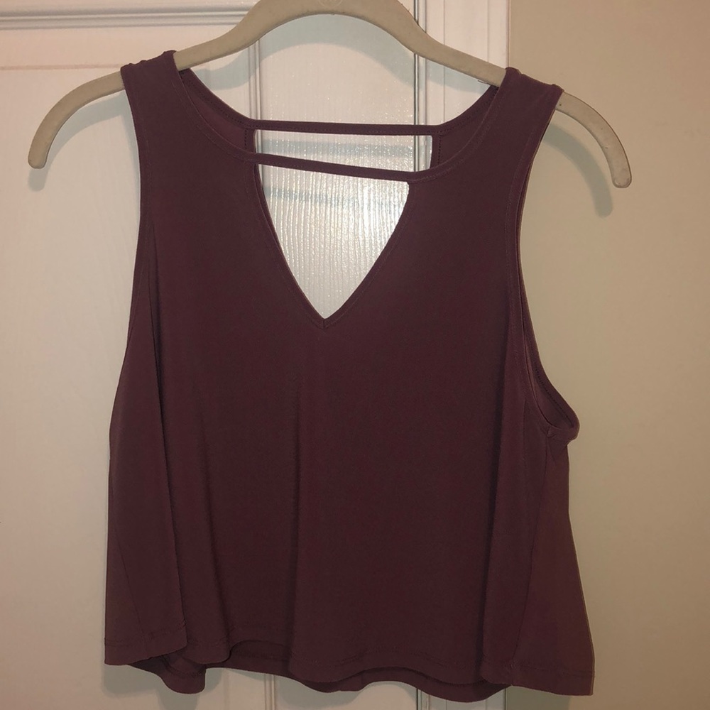 Purple crop top with cutout